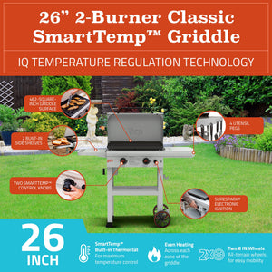 Loco Cookers 2-Burner SmartTemp Griddle Outdoor Flat Top Propane Gas Grill, 26" - TRAPSKI