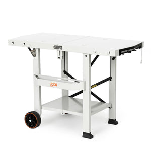 Loco Cookers Steel Tabletop Foldable Prep Cart with Condiment Holder, Chalk - TRAPSKI