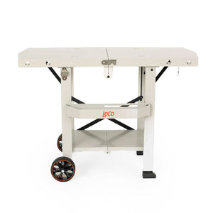 Loco Cookers Steel Tabletop Foldable Prep Cart with Condiment Holder, Chalk - TRAPSKI