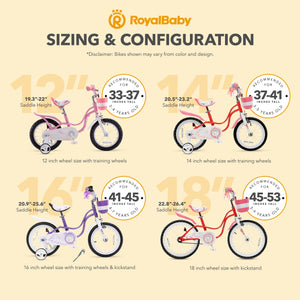 RoyalBaby Princess Girl Kids Outdoor Bicycle 18 Inch with Kickstand, Swan/Blue