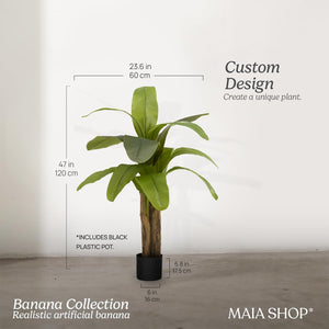 Maia Shop Artificial Banana Tree 4 Feet Tall Tropical Home Decoration, 47 Inches