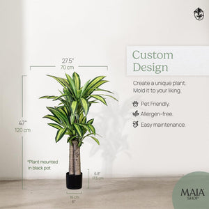 Maia Shop Artificial Dracaena Plant 3.9ft Tall Tropical Palm Tree, 47 inches