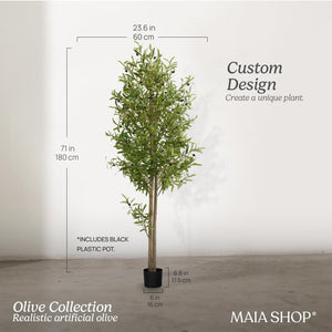 Maia Shop Artificial Olive Tree 6 Feet Tall Potted Home Decoration, 71 Inches