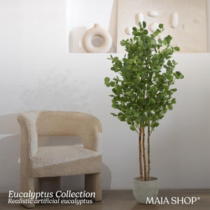Maia Shop Artificial Eucalyptus Tree 6' Tall, Fake Tree with Natural Wood Trunk