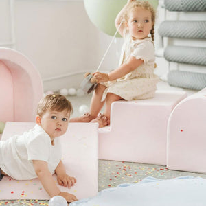 MeowBaby 4 Elements Soft Foam Blocks Playset with Velvet Covers, Powder Pink - TRAPSKI