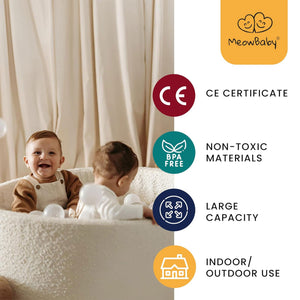 MeowBaby Soft Round 35 x 11.5 Inch Baby Foam Ball Pit with 200 2.75 Inch Balls