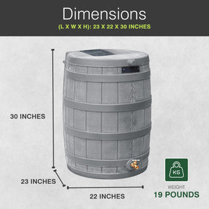 Good Ideas RW50 Rain Wizard 50 Gallon Plastic Rain Barrel Water Collector, Gray