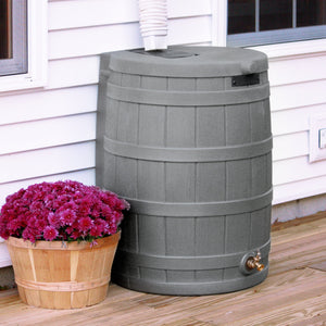 Good Ideas RW50 Rain Wizard 50 Gallon Plastic Rain Barrel Water Collector, Gray