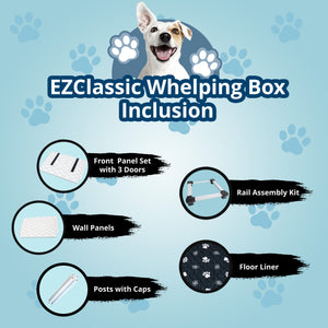 EZwhelp EZclassic 38" x 38" Puppy Dog Whelping Box Playpen with Rails & Liner