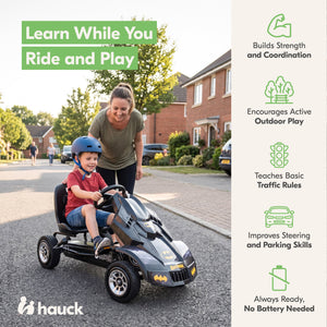 hauck Bat Mobile Pedal Go Kart Superhero Ride On Batman Vehicle for Kids, Black