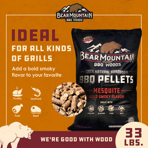 Bear Mountain BBQ Premium All Natural Wood Mesquite Smoker Pellets, 40 Pounds
