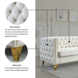 Upholstered Couch Sofa With Button Tufting For Living Room