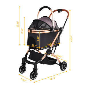 Pet Stroller for Dogs and Cats, 2-in-1 Detachable Foldable Design