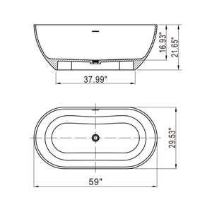 Small Size Stone Resin Solid Surface Oval Shape Freestanding Bathtub For The Bathroom - Matte White