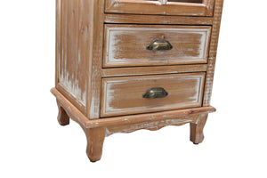 Rustic Wooden Storage Cabinet with Decorative Cutout Door & 2 Drawers