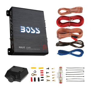 New BOSS R1100M 1100W Mono Car Audio Amplifier Amp & 8 Gauge Amp Wiring Kit - TRAPSKI
