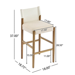 28.5'' Modern Solid Wood Bar Stool with Polyester Cushion - Set of 2