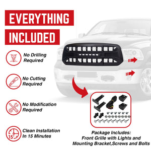 AMERICAN MODIFIED Armor Grille for 13-18 Dodge Ram 1500, 19-23 Ram 1500, Black