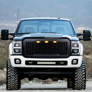 AMERICAN MODIFIED Front Grille for 2011-2016 Ford F250/350/450/550, Matte Black