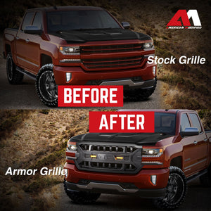 AMERICAN MODIFIED Armor Grille for 2016-2019 Chevy Silverado 1500, Matte Black