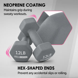 HolaHatha 146 Pound Neoprene Dumbbell Full Body Weight Set with Storage Rack