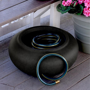 The HC Companies 21 Inch Garden Hose Planter Pot for Patio, Garden & Lawn, Black