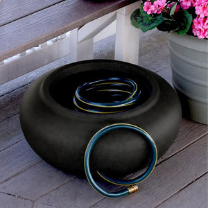 The HC Companies 21 Inch Garden Hose Planter Pot for Patio, Garden & Lawn, Black