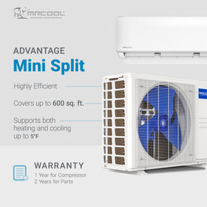 MRCOOL Advantage 12,000 BTU Ductless Inverter Wall Mount Heat Pump System, White