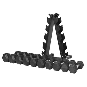 BalanceFrom Signature Alloy Steel Rubber Encased Hex Dumbbell Set, Black