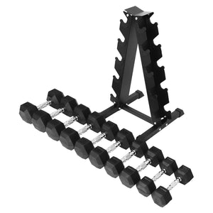 BalanceFrom Signature Alloy Steel Rubber Encased Hex Dumbbell Set, Black