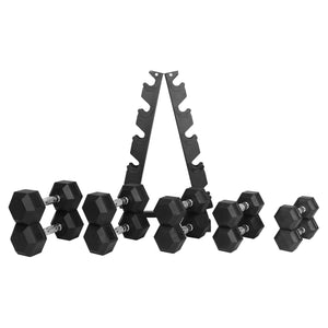 BalanceFrom Signature Alloy Steel Rubber Encased Hex Dumbbell Set, Black