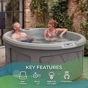 LifeSmart Key Largo Hot Tub Spa with 110 Volt Plug and Play and LED Light, Taupe