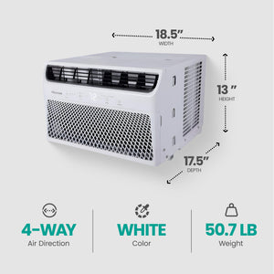 Hisense 450 Sq ft Window Air Conditioner w/Remote, 3 Modes & 4 Way Air Direction