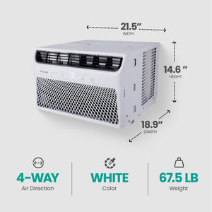 Hisense 700 Sq ft Window Air Conditioner w/Remote, 3 Modes & 4 Way Air Direction