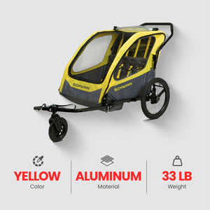 Schwinn Willow River Double Trailer with Stroller Kit and Aluminum Frame Design