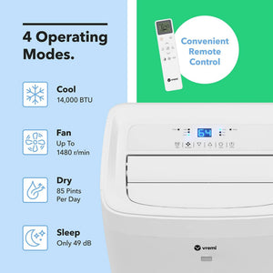 Vremi 10,000 BTU Portable Air Conditioner with Powerful Cooling Fan and Filter - TRAPSKI