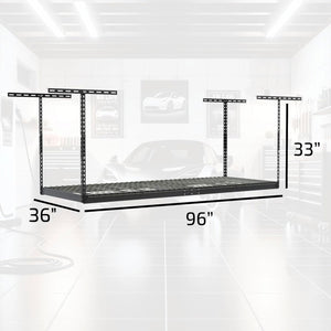 MonsterRax 3'x8' Overhead Garage Storage Rack Holds Up to 450 Pounds, Hammertone