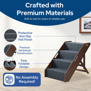 MECO Stakmore Foldable Pet Steps with Solid Hardwood Construction, Espresso