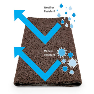 Camco Premium Wrap Around RV Step Rug with Looped PVC Material and Spring, Brown