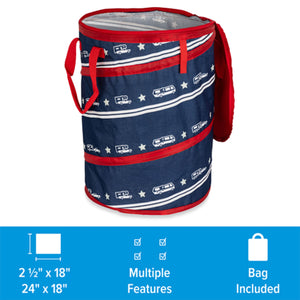 Camco Campsite Pop Up Utility Container with Liner and Zipper Close, Patriotic
