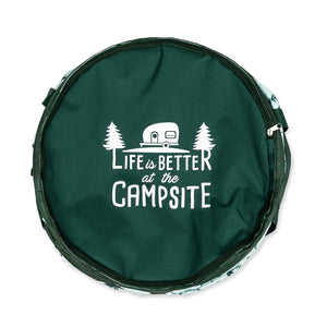 Camco Campsite Pop Up Utility Container with Liner and Zipper Close, Map Design