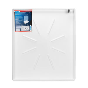 Camco Washing Machine Low Profile Drain Pan with PVC Fitting and Locknut, White