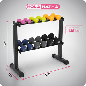 HolaHatha 106 Pound Neoprene Dumbbell Strength Training Weight Set with Rack - TRAPSKI
