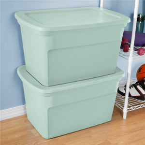 Sterilite 30 Gal Latch Tote with Handles for Home Storage, Mindful Mint (6 Pack)