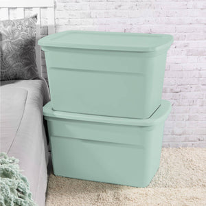 Sterilite 30 Gal Latch Tote with Handle for Home Storage, Mindful Mint (12 Pack)