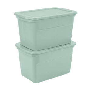 Sterilite 30 Gal Latch Tote with Handle for Home Storage, Mindful Mint (12 Pack)