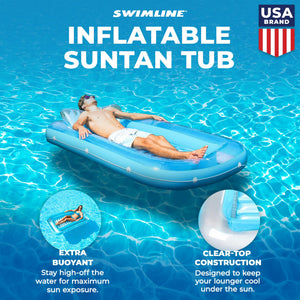 Swimline Original Suntan Tub Relaxing Outdoor Cushioned Water Lounge Float, Blue