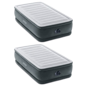 Intex Dura Beam Comfort Plus Airbed Mattress w/ Built In Pump, Twin Size, 2 Pack