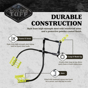 Boulder Tuff Powder Coated Metal 3,000 Pound High Capacity Rock Boulder Tongs