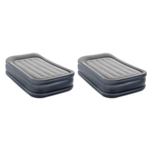 Intex Dura Beam Deluxe Pillow Raised Airbed Mattress w/ Built In Pump, Twin, 2 Pack